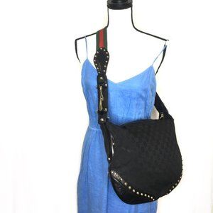 Authentic Gucci black monogram canvas shoulder bag
